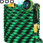25FT NON-EXPANDABLE Garden Hose Ultra Lightweight Hose & Flexible Water Hose with 10-Pattern Spray Nozzle- Explosion-proof, High-Strength Special Cloth Cover with 3/4″ Brass Connector.