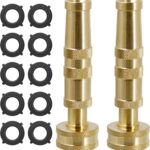 Biswing Brass Hose Nozzles, Heavy-Duty Brass Adjustable Twist Hose Nozzle, 2 Pack (4″), VI3432