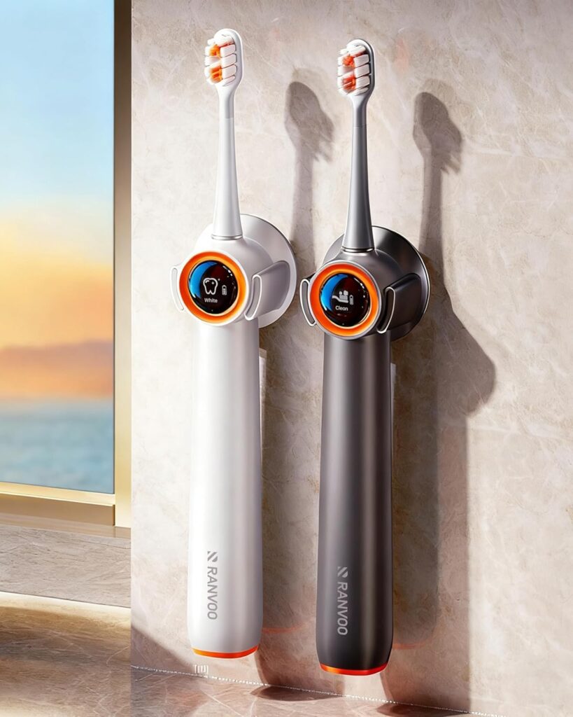 RANVOO [Vibrating & Flossing 2-in-1 Bubble Sonic Electric Toothbrush, 100% Plaque Removal, White for Adult Protect Gum Orthodontic Teeth Clean Rechargeable Gift with 2 Soft Brush Heads White