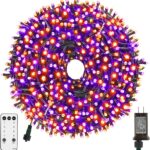 XTF2015 Orange Purple Halloween String Lights, Halloween Light 105ft 300 LED Color Changing, End to End Plug Waterproof Halloweens Decoration Lights Outdoor Indoor for Bedroom Patio Decor