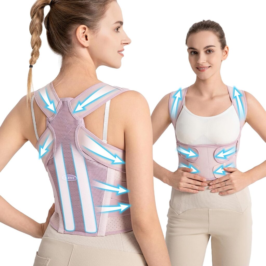 Posture Corrector for Women – 2-in-1 Back Brace with Shoulder Support, Adjustable Full Back Straightener for Upper & Lower Back Pain Relief, Hunchback, Scoliosis & Spine Alignment (M)
