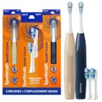 Spinbrush Smart Clean Value Pack, Battery Powered Electric Toothbrush for Adults, 2 Brushes & 2 Replacement Heads
