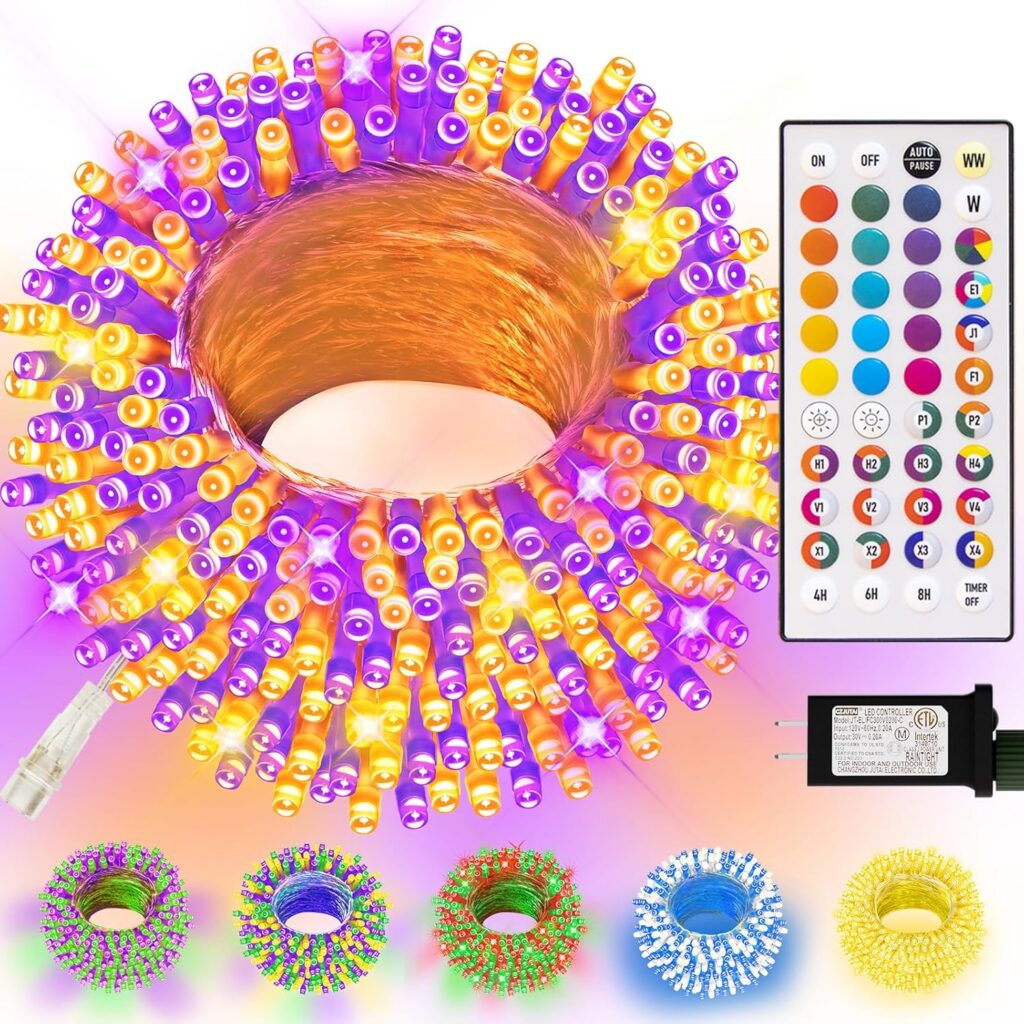 LitHome Color Changing Halloween Lights, 34 Colors 66Ft 200 LED Christmas String Lights with Remote Timer, Connectable Plug in Christmas String Light Outdoor for Xmas Tree Indoor Party Fall Decoration