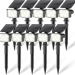 Solar Spot Lights Outdoor Waterproof Adjustable Solar Powered Landscape Lights for Yard 3 Long Time Lighting Modes Spotlights for Pathway Garden Outside Wall Pool Porch- 10 Pack, Cool White