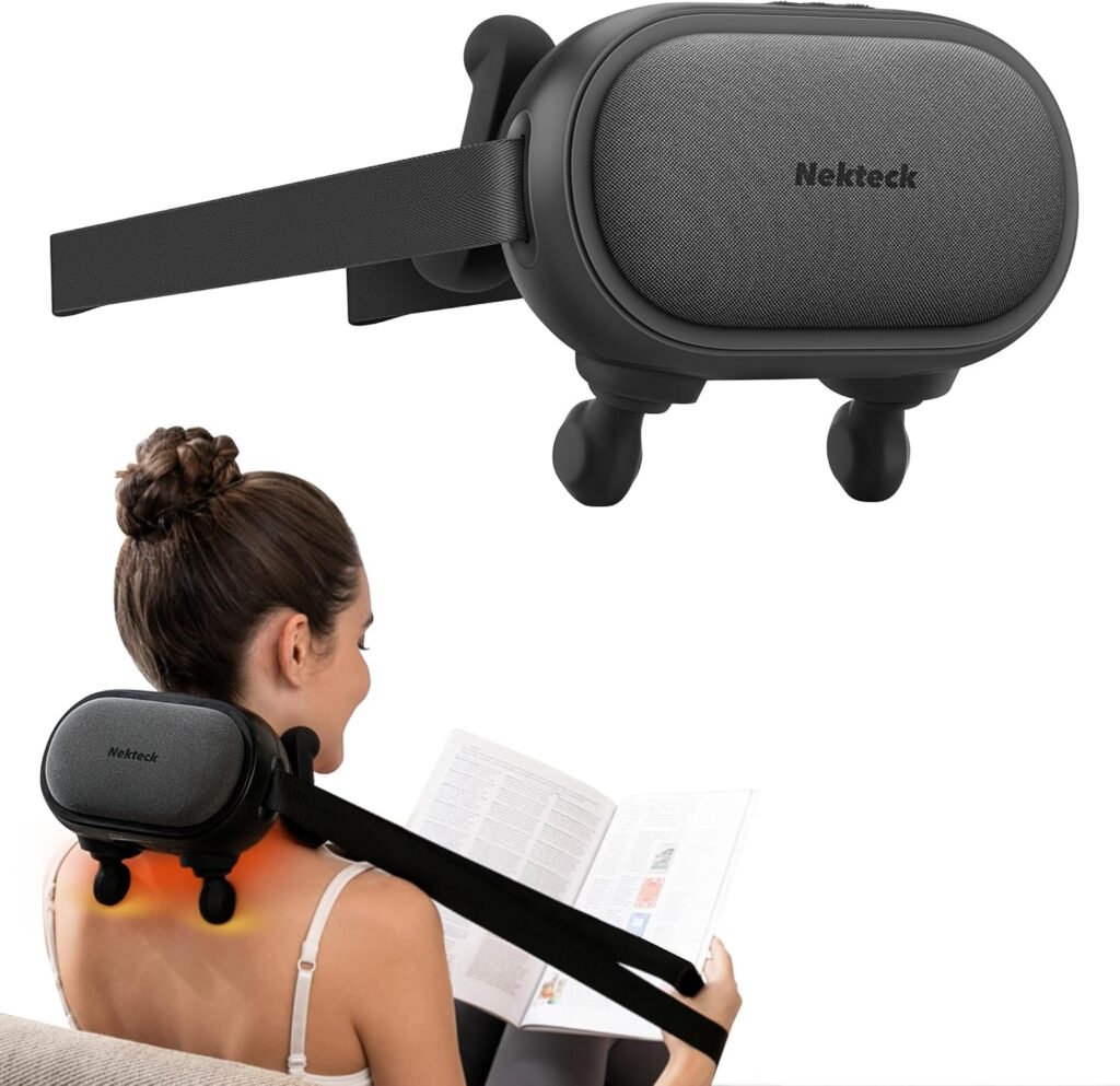Nekteck Cordless Neck Massager, Shiatsu Neck and Back Massager with Heat, FSA Eligible Gift, Deep Tissue 6D Kneading Massage Pillow for Neck Shoulder Pain Relief, Ideal Christmas Gifts​ for Men Women