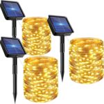 3 Pack Solar Fairy Lights for Outside Waterproof, Total 147FT 450 LED Solar String Lights Outdoor 8 Modes Solar Twinkle Lights for Garden Yard Christmas Tree Wedding Party Decor, Warm White