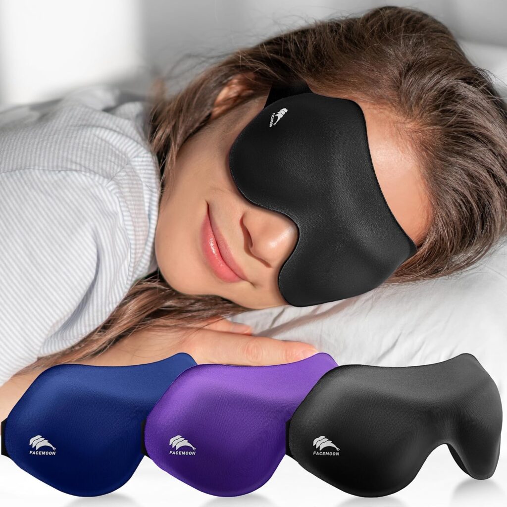 Sleep Eye Mask for Side Sleeper Men Women 3 Pack: 100% Blackout 3D Eye Masks for Sleep – Zero Eye Pressure Sleeping Mask – Airplane Travel Essentials Night Cover for Lash Extensions