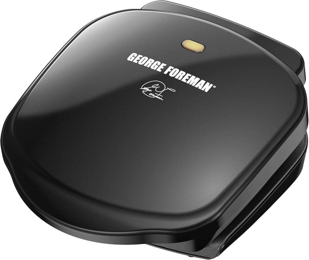 George Foreman 2-Serving Classic Plate Electric Indoor Grill and Panini Press, Black, Small Compact Size, GR10B