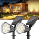 Solar Spot Lights Outdoor Waterproof: 1000LM Big Adjustable Spotlight – 2-in-1 15Hrs+ Long Lasting Spot Light – Solar Powered Spotlights Landscape Lighting for Garden, Yard, Tree, Flag, Wall, Pathway