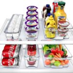 Sorbus Refrigerator Organizers and Storage Bins Set of 6 – Includes 2 Wide Bins, 2 Narrow Bins, Soda Can Organizer (12 Cans), and 14 Egg Holder – Clear Bins for Fridge Organization, Pantry, Freezer
