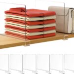 HBlife 6 Pack Closet Organizers and Storage, Clear Shelf Dividers, Vertical Purse Organizer for Closet Perfect for Sweater, Shirts, Handbags in Bedroom and Kitchen, Acrylic Bookshelf for Organization