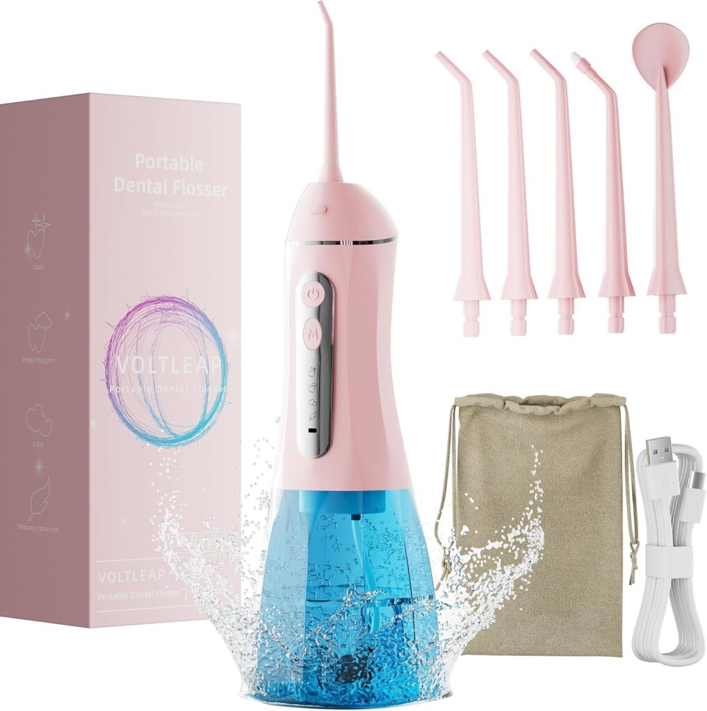 Water Flossers for Teeth, Electric Floss for Adults, Water Dental Picks for Teeth Cleaning and Flossing, Portable Flossers for Travel Size, Travel Bag and 4 Tips, IPX7 Waterproof – Black