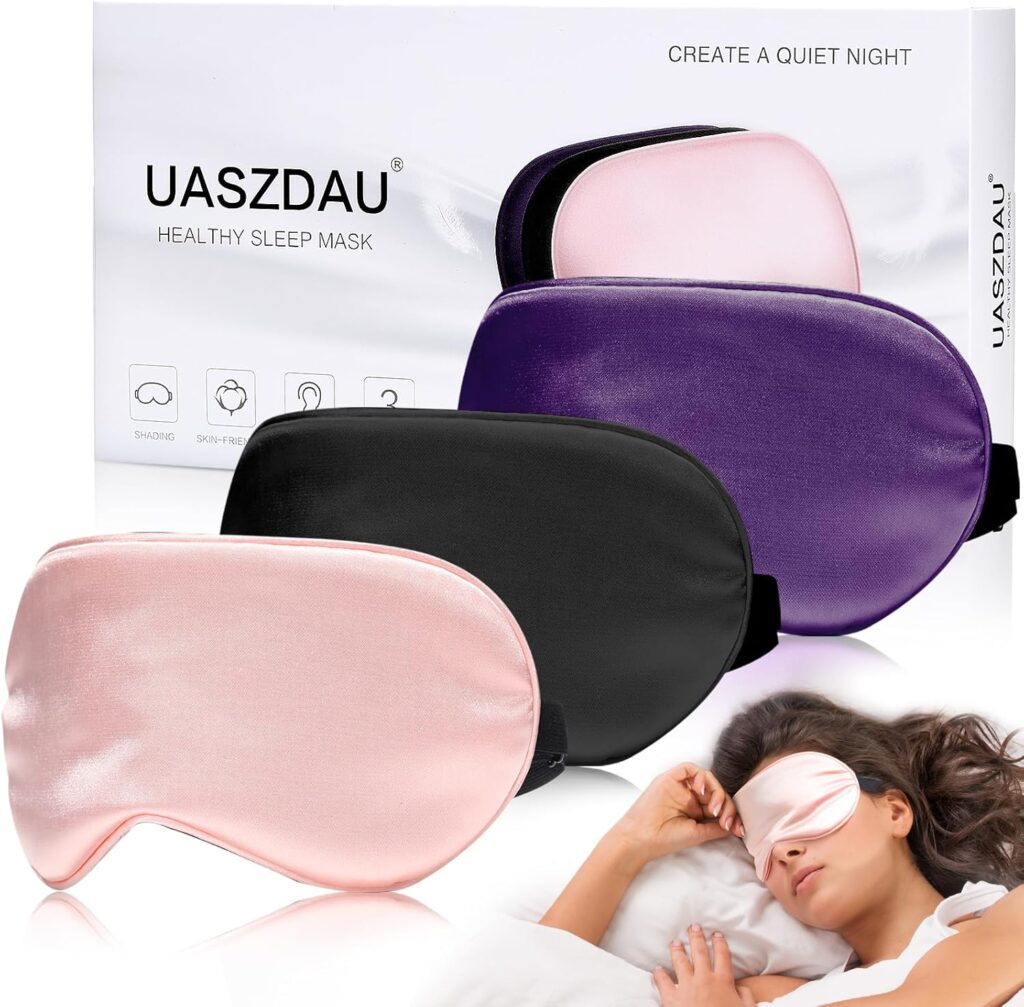 Eye Mask for Sleeping,3 Pack Silk Sleep Masks for Women Men-Blindfold for Travel on Airplane,100% Pure Silk Eye Mask for Sleep with Adjustable Strip