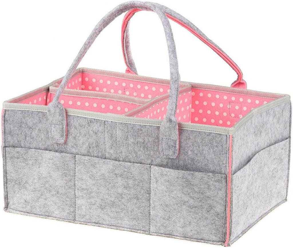 Baby Travel Diaper Wipes Bag Nursery Organizer with Changing Station Mat Pad – Pink