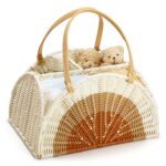 Wicker Baby Diaper Caddy with Divider Nursery Storage Organizer for Changing Table Car Handmade Rattan Woven Portable Holder Tote Bag for Newborn Little One Must Have Essentials Stuff Baby Shower