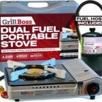 Grill Boss Dual Fuel Portable Stove, Dual Fuel Butane & Propane Stoves, 12K BTU Butane Camp Stove & Propane Portable Camping Stoves for Emergencies, Outdoor BBQ, Cooking, Hikings & Backpacking – 90057