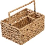 Honey-Can-Do Multi-Use 3-Compartment Wicker Basket Caddy with Handle, Natural STO-09844 Natural Medium