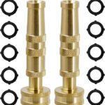 Triumpeek Solid Brass Hose Nozzle, 2 Pack 4″ Heavy Duty Brass Garden Hose Nozzle with 10 Rubber Washers