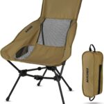 MARCHWAY Lightweight Folding High Back Camping Chair with Head Support, Stable Portable Compact for Outdoor Camp, Travel, Beach, Picnic, Festival, Hiking, Backpacking (Highback Khaki)