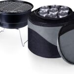 ONIVA – a Picnic Time brand Caliente Portable Charcoal Grill & Cooler Tote, Take Anywhere BBQ Grill with Cooler Bag, Grill for Outdoor Use, (Black with Gray Accents)