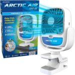 Arctic Air Grip Go Evaporative Cooler, Cordless & Portable Fan with 3 Speeds, Universal Clamp 360 Degrees Head Swivel, USB Charging, 5-Hour Battery, Personal for Home, Office, Car More, White