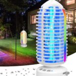 Bug Zapper Outdoor with Colorful Lighting and Auto-Sensing, 3 in 1 Cordless 4000mAh Battery Electric Fly Trap, Rechargeable Mosquito Zapper for Camping, Patios, Garden, Kitchen (1Pack-White)