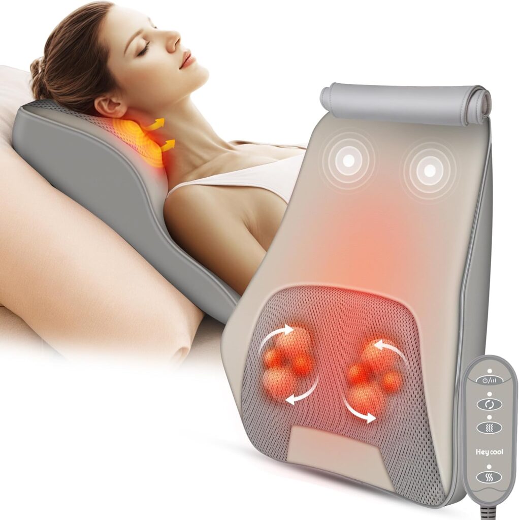 Back Massager for Pain Relief Deep Tissue, Shiatsu Back and Neck Massager with Soothing Heat, Vibration Kneading Massage Pillow, Gift for Mom Dad Men Women