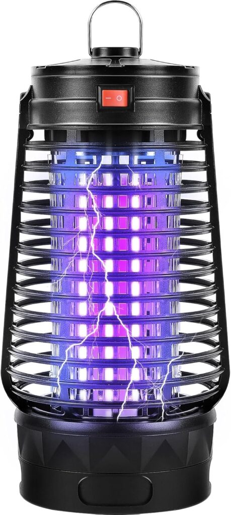 Electric Bug Zapper, 2500V Plug-in Mosquito Trap with Replaceable Sticky Pads & Lamp Tube, 365nm Lighted Hanging Insects Killer Attracting Moths, Gnats, Flies IPX4 for Indoor Outdoor Use
