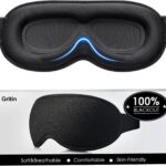 Gritin 100% Blackout Sleep Eye Mask for Women Men, Zero Pressure Sleeping Mask – Ergonomic Design 3D Cutout Eye Movement and Eyelash Friendly Night Blindfold, Ultra Soft Comfortable for Sleeping