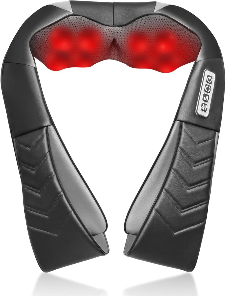 Shiatsu Neck and Back Massager, Electric Shoulder Massager with Heat, Deep Tissue Kneading Massage for Pain Relief, Gifts for Dad Mom Friend Birthday Father’s Day(NOT Cordless)