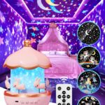 Carousel Night Light for Kids, 15 Music+15 Films+315 Colors Star Projector for Kids Night Light Projector,360°+Remote+1200mah Star Lights for Ceiling,Unicorn Toys for Girls Room Decor Christmas Gifts