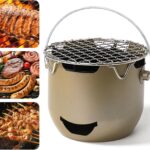 Portable Charcoal Grills, Stainless Steel Mini harcoal BBQ Grill, Small Outdoor Cooking Grill for Camping, Grilling Backyard, RV, Picnic – Green