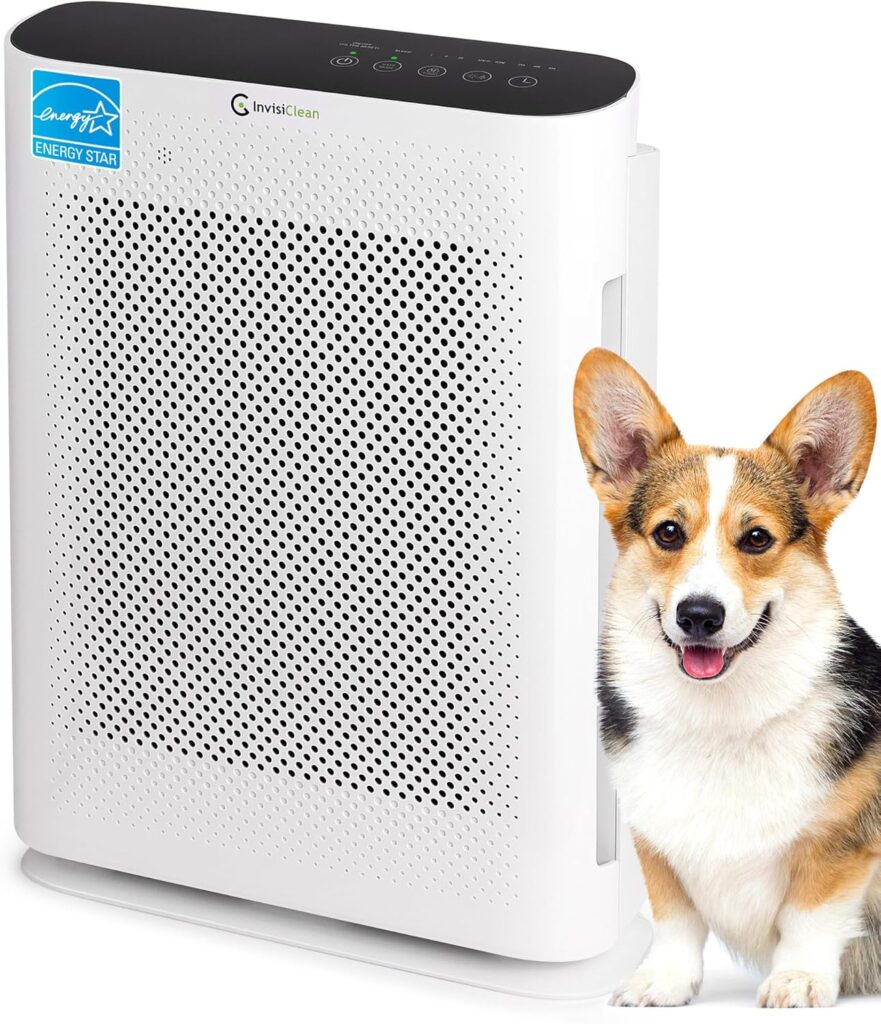 Air Purifier for Home Allergies & Pets | 4-in-1 H13 True HEPA Filter/Ionizer/Carbon + UV Light | Portable Air Purifiers for Large Room & Bedroom Odor Elimination – InvisiClean Aura II