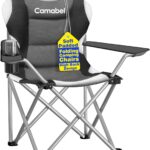 Camabel Folding Camping Chairs Oversized Heavy Duty Padded 400 LBS Beach Chair Portable Outdoor Lawn Chairs with Cup Holder Carry Bag for Sporting Hiking Picnics Fishing Grey