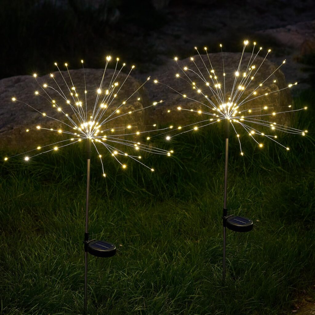 SUNNEST Solar Lights Outdoor, 150 LED Firework Light with 8 Modes Solar Garden Light for Yard Outside Fairy Lights Decor for Pathway Flowerbed Planter Balcony Patio Garden Decor (2 Pack 300LED)