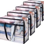 Lifewit 4 Pack Clear Clothes Storage Bags, 40L Plastic Blanket Storage Bag, Vinyl Foldable Moving Bags with Zipper, Closet Organizers and Storage Containers for Bedding, Duvet, Comforter