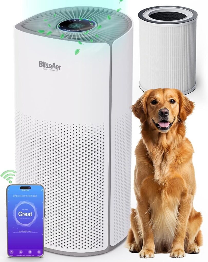 Air Purifiers for Home Large Room Pets Up to 1800 Ft² – Smart WiFi & Voice Control True HEPA Air Purifier For Home Bedroom Smoke, Dust, Pet Dander, Pollen, Sleep Mode – Kery Plus