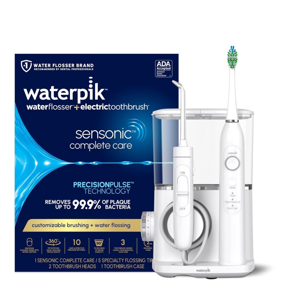 Waterpik Sensonic Complete Care Water Flosser and Rechargeable Electric Toothbrush Combo Set for Teeth Cleaning and Flossing, CC-04, White, Packaging May Vary