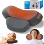 3-in-1 Neck Massager Pillow with Heating and Cervical Traction – Deep Tissue Massage for Pain Relief, Ergonomic Shoulder Massage Pillow, Neck Hump Corrector Ideal Gift for Women and Men Corded