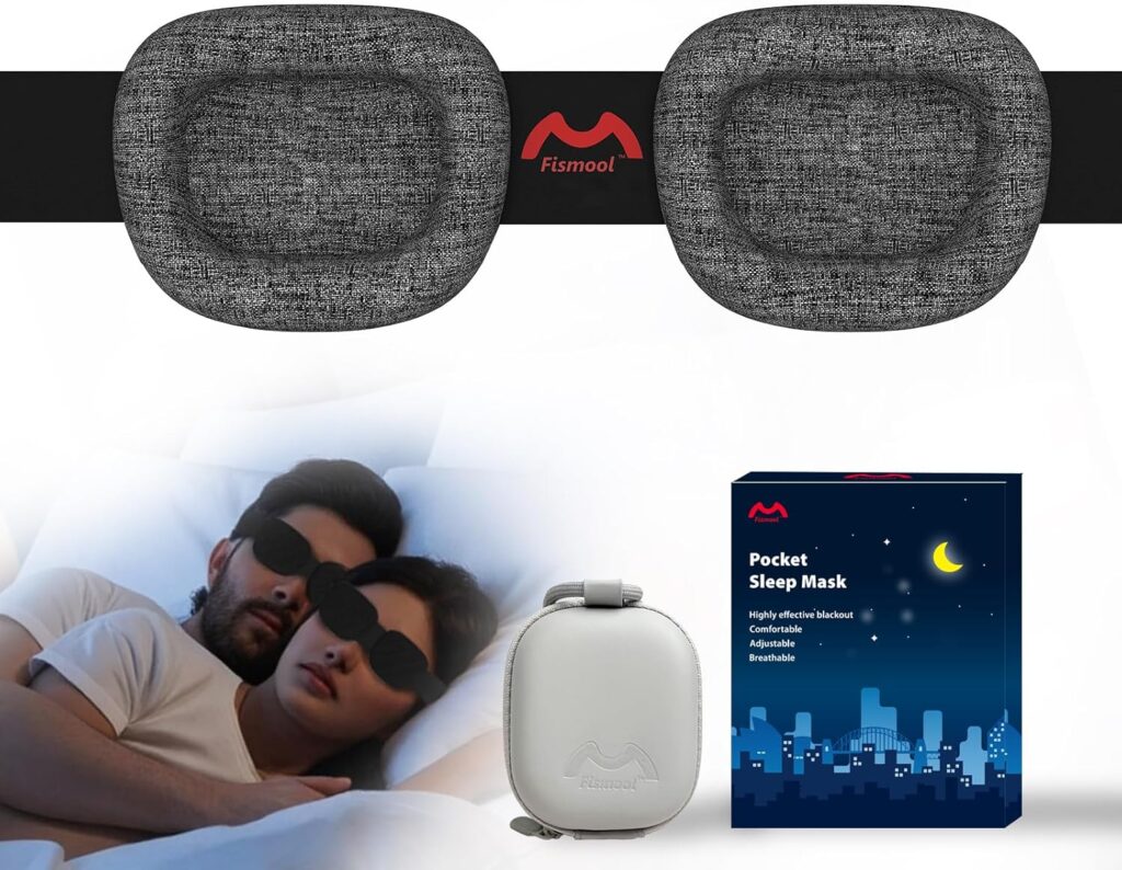 3D Sleep Mask for Men Women,Eye Mask with Cpap for Side Sleeper, Night Mask Pressure-Free & 100% Blockout with Adjustable Strap Foldable Blind Fold for Flight, Travel, Nap with Box（Black）
