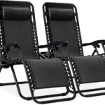 Best Choice Products Set of 2 Adjustable Steel Mesh Zero Gravity Lounge Chair Recliners w/Pillows and Cup Holder Trays – Black