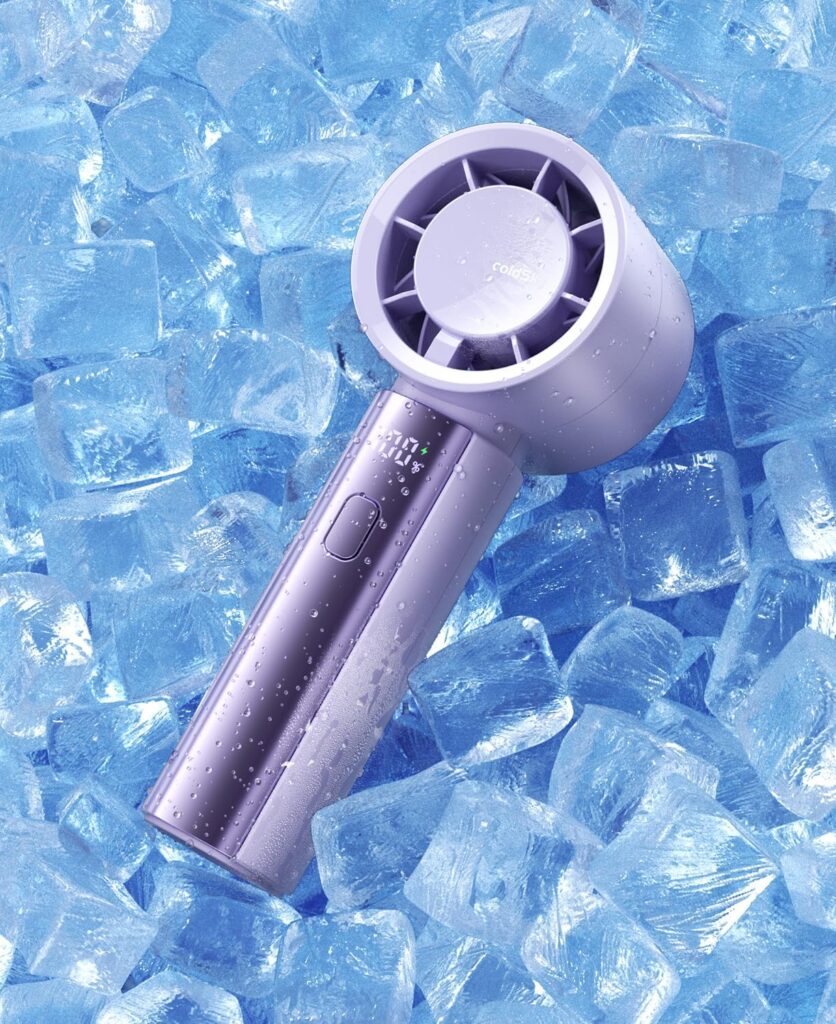 coldSky Portable Handheld Turbo Fan, 4000mAh Rechargeable High Speed Personal Fan With 5 Speeds, Small Cooling Fans With Digital Display For Women Outdoor, Travel, Vacation
