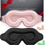BeeVines 2 Pack 3D Contoured Sleep Mask Sleeping Eye Masks for Lash Extensions, Night Molded Mask with Adjustable Strap, 100% Block Light Eye Shade Cover for Traveling Yoga Nap