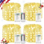4Pack 80FT 240LED Fairy Lights Battery Operated with Remote & Timer | 8 Modes Twinkle String Lights Battery Powered Indoor Outdoor Waterproof for Bedroom Wedding Classroom Christmas Décor