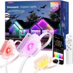 addlon 200FT Permanent Outdoor Lights, RGB+IC Smart LED Outdoor Lights for House, App & Remote Control, DIY Scene Mode, IP67 Waterproof Christmas Light, Holiday, Party, Halloween Decorations