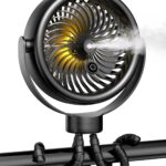 TYZU Portable 7 Inch Misting Fan with Flexible Tripod, 4 Speeds and Timer, Personal Handheld Fan for Baby, Office, Travel, Treadmill, Outdoors