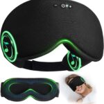 LC-dolida Bamboo Cotton Weighted Bluetooth Sleep Masks, 3D Weighted Sleep Masks with Bluetooth 5.4 Headphones, Total Blackout Bluetooth Sleep Mask for Women Men, Weight Eye Mask for Sleeping, Black