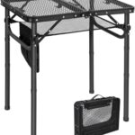 RedSwing Folding Grill Table, Lightweight Height Adjustable Aluminum Table with Mesh Desktop and Mesh Bag for Outdoor Camping Picnic BBQ, Small 2 Feet, Black