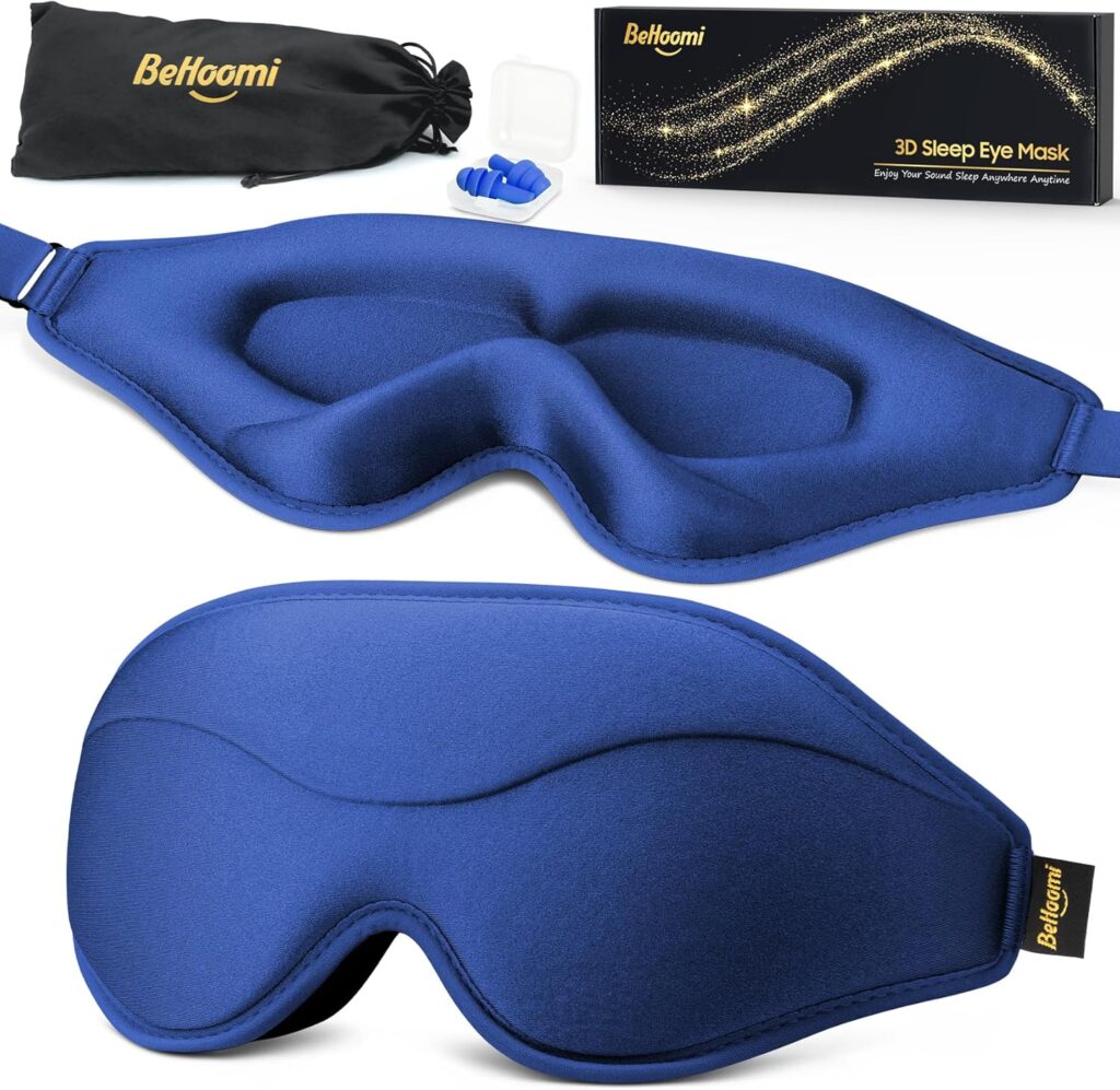 Sleep Mask, New Version, Premium Eye Mask for Sleeping, Total Blackout, Superior Soft Comfort, Upgraded 3D Ergonomic Designed Sleeping Mask for Home, Office, Travel, Meditation, Yoga, Blue