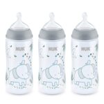 NUK Smooth Flow Anti Colic Baby Bottle, 10 oz, 3 Pack, Elephant